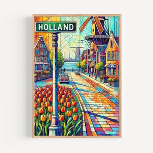 Michigan Holland Wall Art Print – Travel Poster USA Decor, Housewarming Gift, Michigan Souvenir, Michigan Travel Print