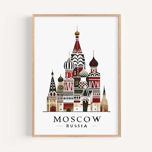 Moscow Print Wall Art - Russia Travel Decor, Housewarming & College Gift, Moscow Russia Artwork for Home