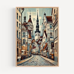 Estland Pikk St Wall Art Print - reisposter en Europees souvenir, housewarmingcadeau, decor Estland stratenplan