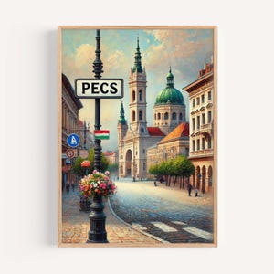Pecs Hungary Art Print: Modern European Travel Poster