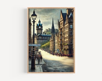 Edinburgh Princes Street Art Print: Scotland Travel Poster