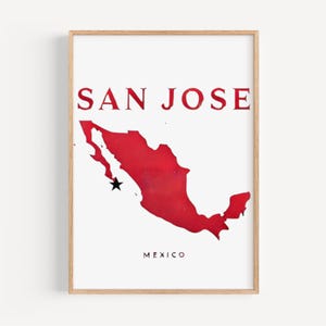 Arte murale di San Jose, stampa di San Jose, arte del Messico, regalo del Messico, stampa di viaggio, arredamento per la casa, regalo di inaugurazione della casa, arte murale del college