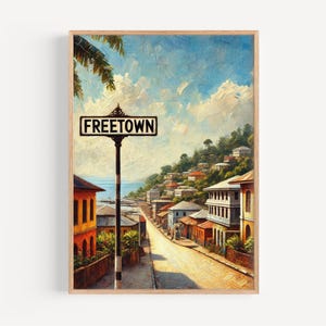 Freetown-muurkunst afdrukken - Sierra Leone-reisposter, Afrikaans cadeau, housewarmingdecor, uniek afdrukbaar kaartkunstwerk