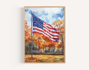 American Flag Art Print: Patriotic USA Home Decor