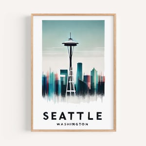 Seattle print Seattle muurkunst Washington kaart reizen print home decor housewarming cadeau College Dorm WA artwork