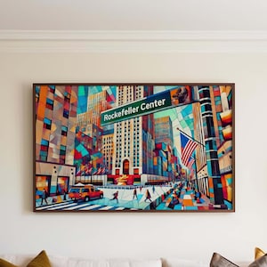 Rockefeller Center Print: Manhattan Travel Poster, NYC Wall Art