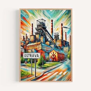 Ostrava Art Print - Czech Republic City Wall Art, Travel Poster, Housewarming Gift, Modern Ostrava Home Decor