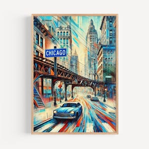 Illinois Chicago Wall Art Print – Travel Poster, Illinois Gift, USA Souvenir, Housewarming Decor, Modern Cityscape Artwork
