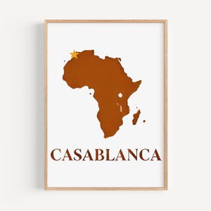 Afrika muurkunst Casablanca print - woondecoratie reizen, Afrikacadeau, studentenhuis en housewarmingkunstwerk