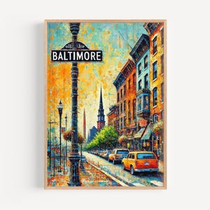 Decor Baltimore Wall Art Print, Maryland Travel Poster & USA City Skyline, Housewarming Gift, Maryland Home Decor