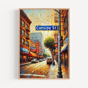 San Diego Convoy Street Wall Art Print – Californië reisposter, housewarmingcadeau, kaartdecor San Diego, moderne woningkunst