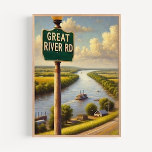 Great River Road Wall Art - Mississippi River Print Travel Poster, USA Gift & Housewarming Decor