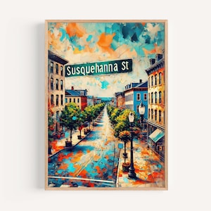 Susquehanna Street Wall Art - Harrisburg PA Travel Print, Susquehanna St Poster, Housewarming Gift, Local City Map Decor