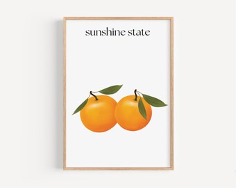 Sunshine State Art Print: Florida Oranges, Travel Home Decor