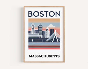 Boston Massachusetts Art Print: Modern Travel Poster