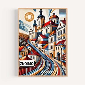 Znojmo Art Travel Poster, Czech Republic Wall Print, Cityscape Home Decor, Travel Gift & Housewarming Artwork, Znojmo City Map Print