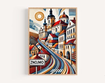 Znojmo Czech Republic Art Print: Vibrant Cityscape Travel Poster