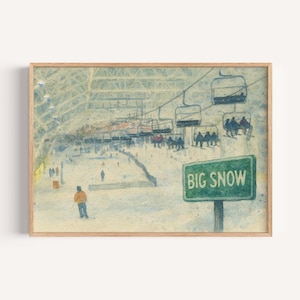 Big Snow Ski Michigan Snowboard Art Winter Poster Mountain Wall Decor Ski Resort Map Ski Trip Gift Alpine Print Snow Adventure
