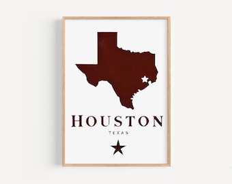 Houston Texas Art Print: Modern Home Decor