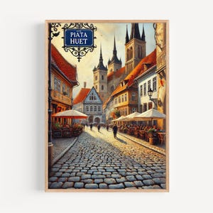 Arte della parete Piata Huet, Stampa Piata Huet, Arte Sibiu, Regalo Sibiu, Stampa di viaggio, Poster di viaggio, Regalo di inaugurazione della casa, Arte Romania, Arredamento rumeno