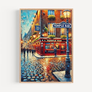 Ireland Temple Bar Wall Art Print – Dublin Travel Poster, Housewarming Gift & Ireland Souvenir, Colorful Ireland Artwork for Home Decor
