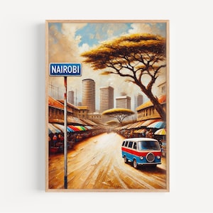 Nairobi Street Scene Art Print: Kenya Travel Poster