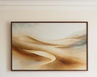 Lámina artística de dunas del desierto: paisaje de arena neutra, decoración del hogar