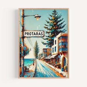 Protaras Cyprus Art Print: Vibrant City Travel Poster
