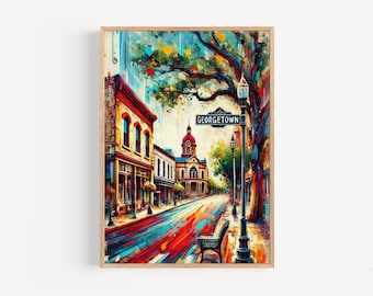 Georgetown Texas Art Print: Colorful Travel Poster