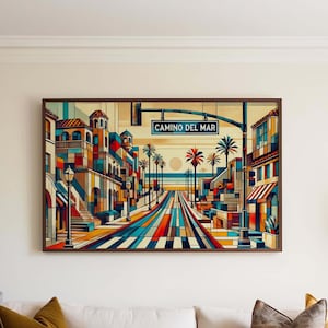 Camino Del Mar Wall Art Print - California Travel Poster, Del Mar Gift, Beach Housewarming Decor, Coastal Home Art