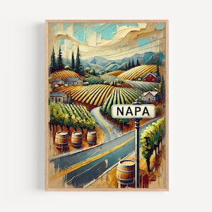 California Napa Wall Art Print, Travel Poster, Cali Decor, Housewarming Gift, US Art, California Gift, Home Decor, Winery Landscape