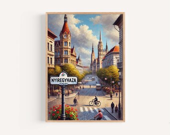 Lámina artística de Nyiregyhaza: Póster de viaje de Hungría, Arte mural de la ciudad