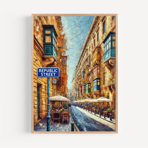 Europese Republiek Street Wall Art Print - Malta reisposter, housewarmingcadeau, Europees decor, Malta-kunstkaart, stijlvolle woondecoratie
