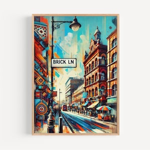 UK London Brick Lane Wall Art Print Vintage Travel Poster Home Decor Gift for UK Lovers