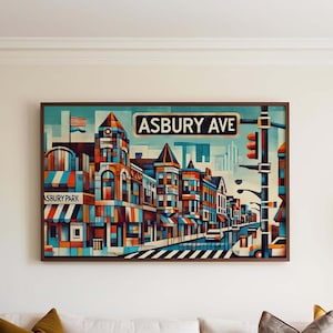 Asbury Park Art Print - Asbury Avenue kunst aan de muur, reisposter, New Jersey cadeau, housewarming decor, Coastal Home Accent