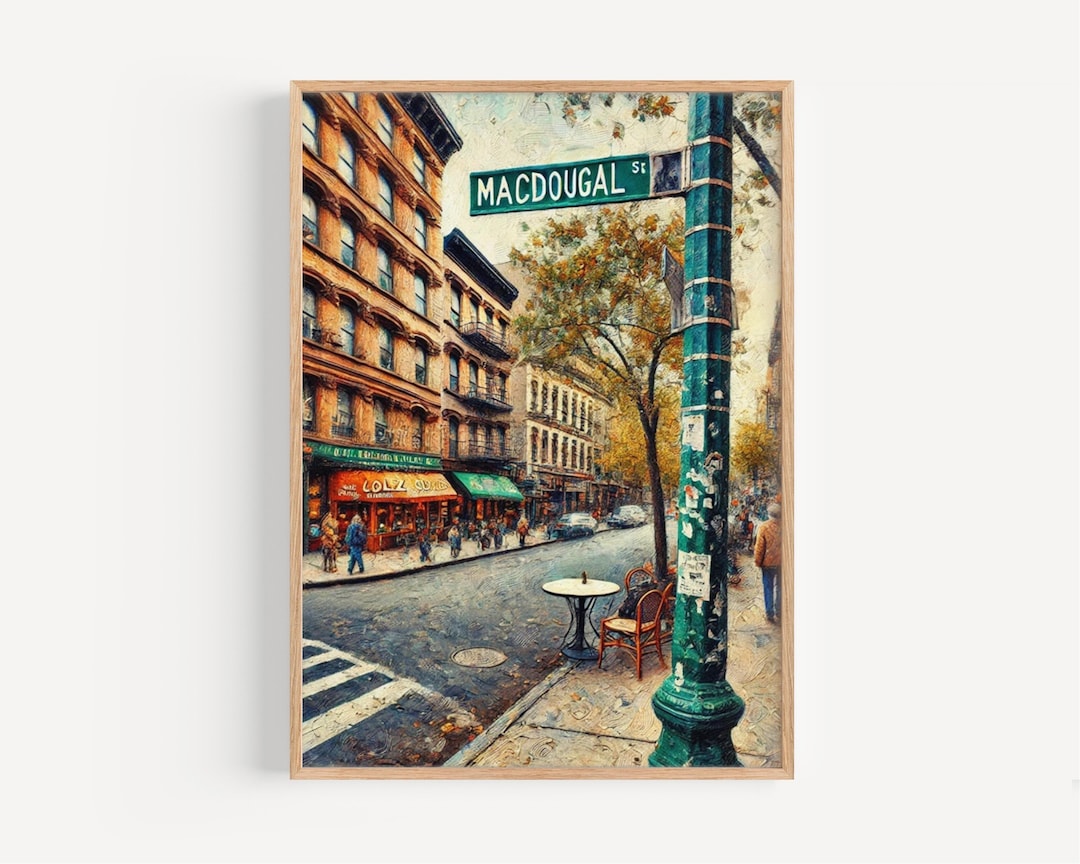 「GREENWICH VILLAGE」スティーブマックギー ３Dアート サイン有 Macdougal Street Art Print: Greenwich Village, NYC Travel Poster