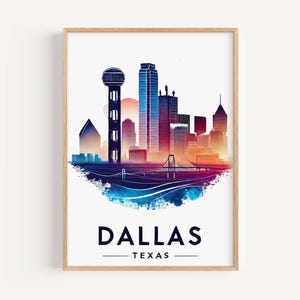 Dallas Print Texas Wall Art - Travel Decor, Housewarming & Graduation Gift, College Dorm Art, Unique TX Home Decoration