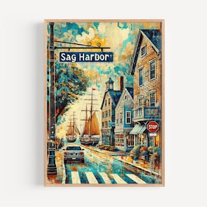New York Sag Harbor Wall Art Print, Travel Poster, American Art Decor, New York Gift, Housewarming Present, Coastal Home Decoration