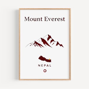 Mount Everest Print: Nepal Art Travel Poster