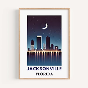 Jacksonville Print Wall Art, Florida Travel Decor, Housewarming & College Gift, Modern FL Art for Home, Jacksonville Map Poster