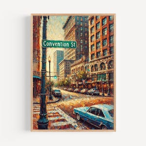 Wall Art Baton Rouge Convention St Print – Louisiana Travel Poster & Gift, Unique State Artwork