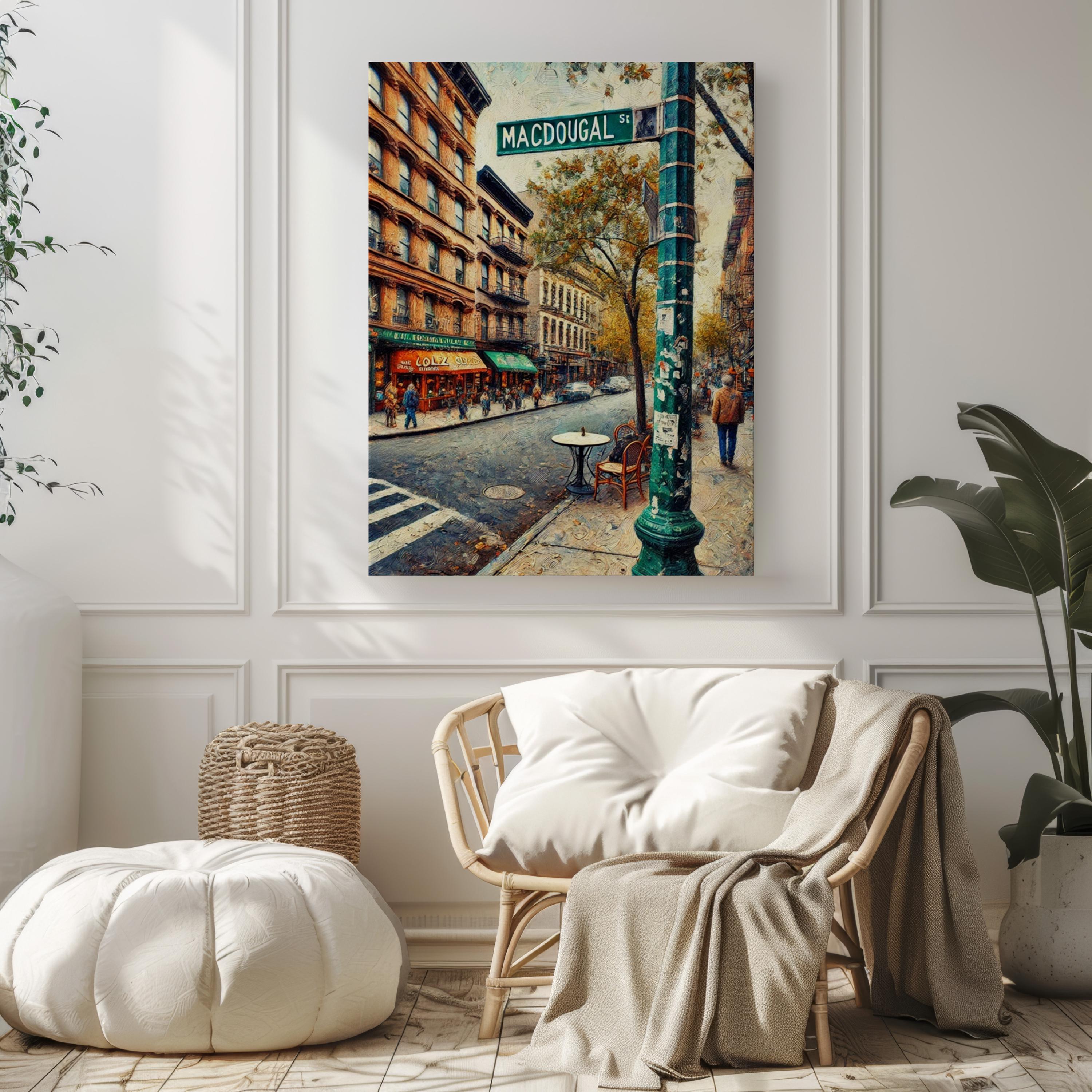 「GREENWICH VILLAGE」スティーブマックギー ３Dアート サイン有 Macdougal Street Art Print: Greenwich Village, NYC Travel Poster