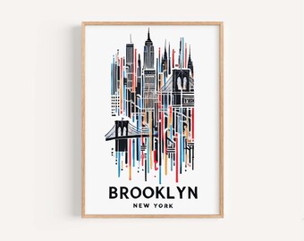 Brooklyn Art Print: Colorful NYC Skyline, Modern Home Decor
