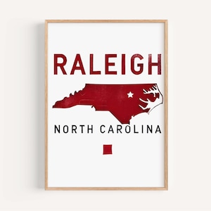 Raleigh Print - North Carolina Wall Art, Travel Decor, College Gift & Housewarming Present, NC Home Decoration