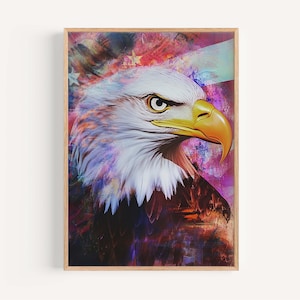 Abstract Bald Eagle Art Print: Patriotic USA Wall Decor