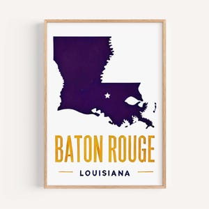 Baton Rouge Print | Louisiana Wall Art for Home Decor, Travel Gift & College Room, Housewarming Present