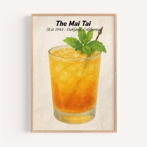 Mai Tai Cocktail Print: Tropical Bar Art