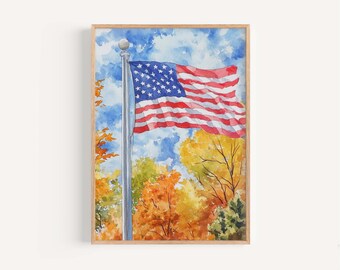 American Flag Art Print: Patriotic USA Home Decor