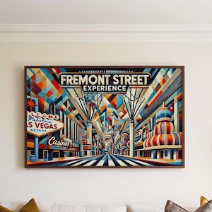 Arte mural de Fremont Street Experience, impresión de Fremont Street Experience, arte de Las Vegas, regalo de NV, impresión de viaje, póster de viaje, regalo de inauguración de la casa
