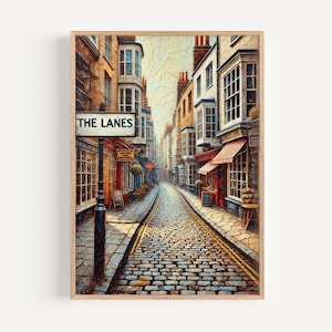 Wall Art The Lanes Brighton Print - England Travel Poster & Housewarming Gift, UK Wall Decor
